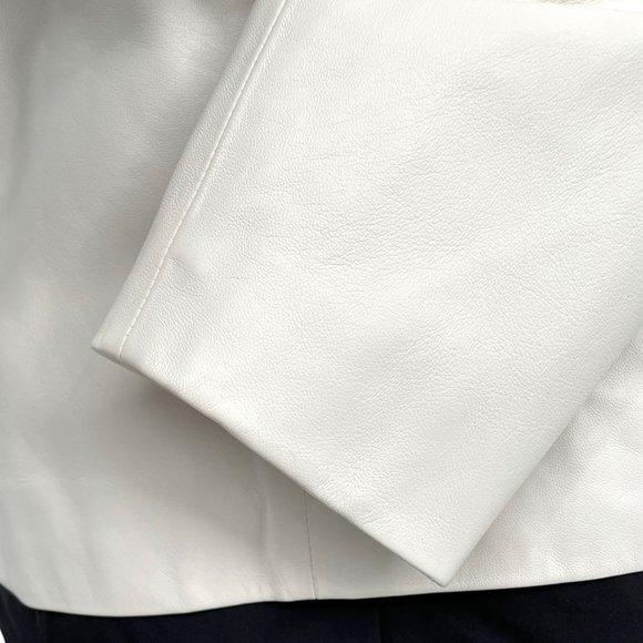 Vintage White Leather Blazer Talbots 1990s Y2K Zip Up Jacket Medium 10 So Soft! - Picture 13 of 14